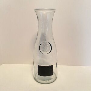 Glass 1 Liter Beverage Carafe Decanter With Chalkboard Decoration And Lid